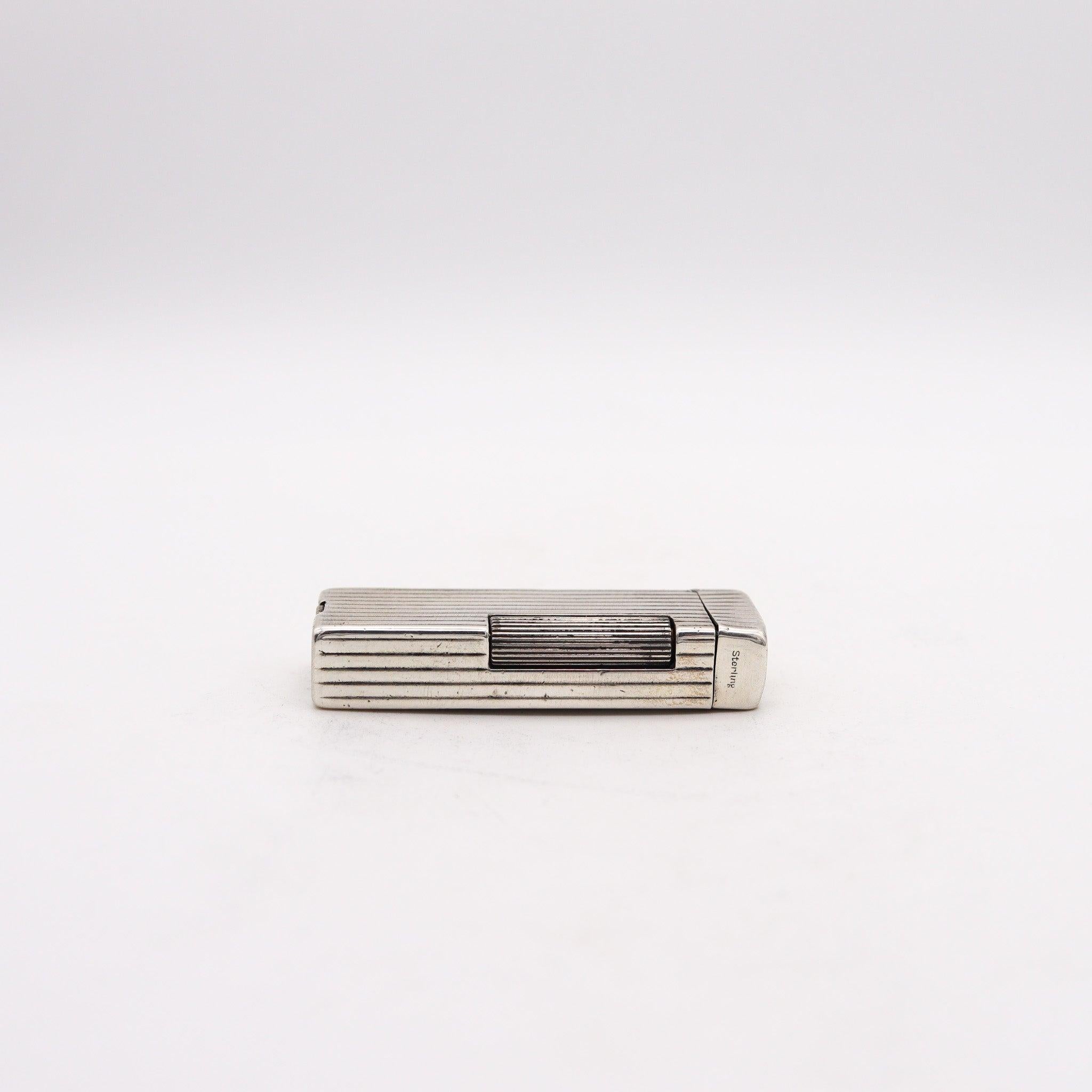 A rollalite lighter designed by Alfred Dunhill

This is a very scarce petrol pocket lighter, created in Switzerland by La Nationale company for the Alfred Dunhill Company in London England, back in the 1936. This semi-automatic lighter is the iconic