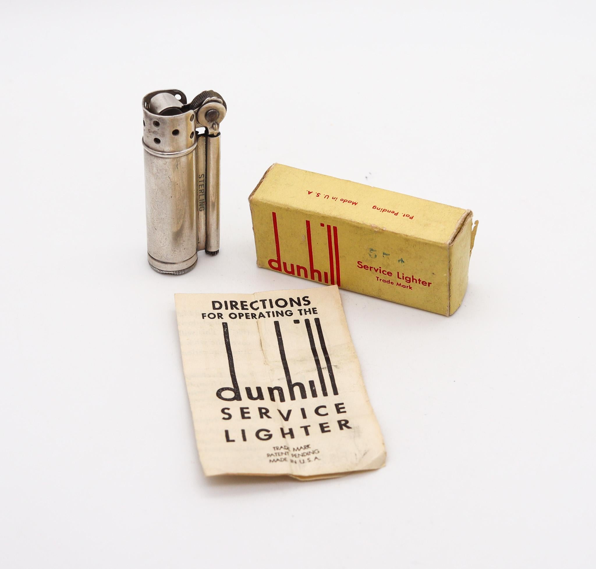 A service lighter designed by Alfred Dunhill

A beautiful military American service lighter, created by the subsidiaries of Alfred Dunhill in the United States during the WW-2, between the 1944 and 1947. This pocket petrol lighter was originally