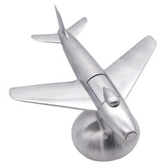 Dunhill 1954 London F-86 Jet Aircraft Table Desk Lighter In Brushed Aluminum