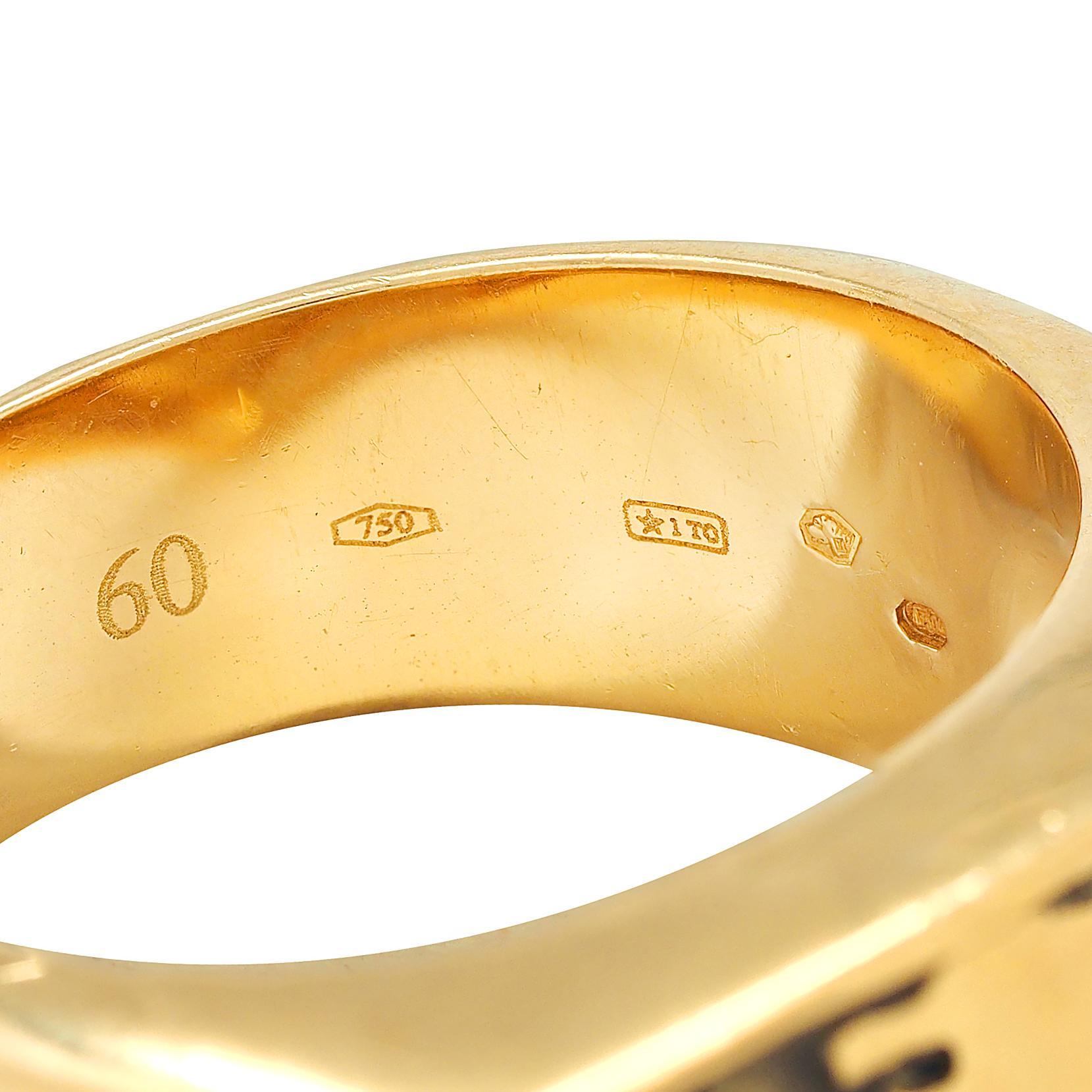 Dunhill, chevalière unisexe en or jaune 18 carats avec gravure de lion héraldique, années 2000 en vente 4