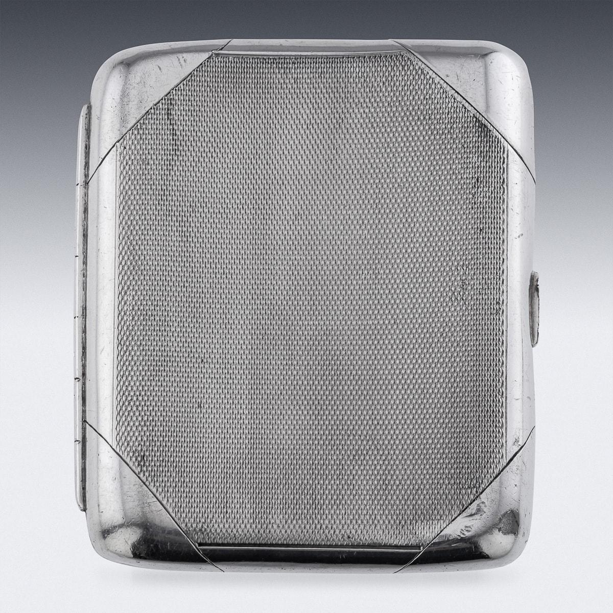 British Dunhill 20th Century Silver Plated Cigarette Case Shaped Hip Flask c.1920 For Sale