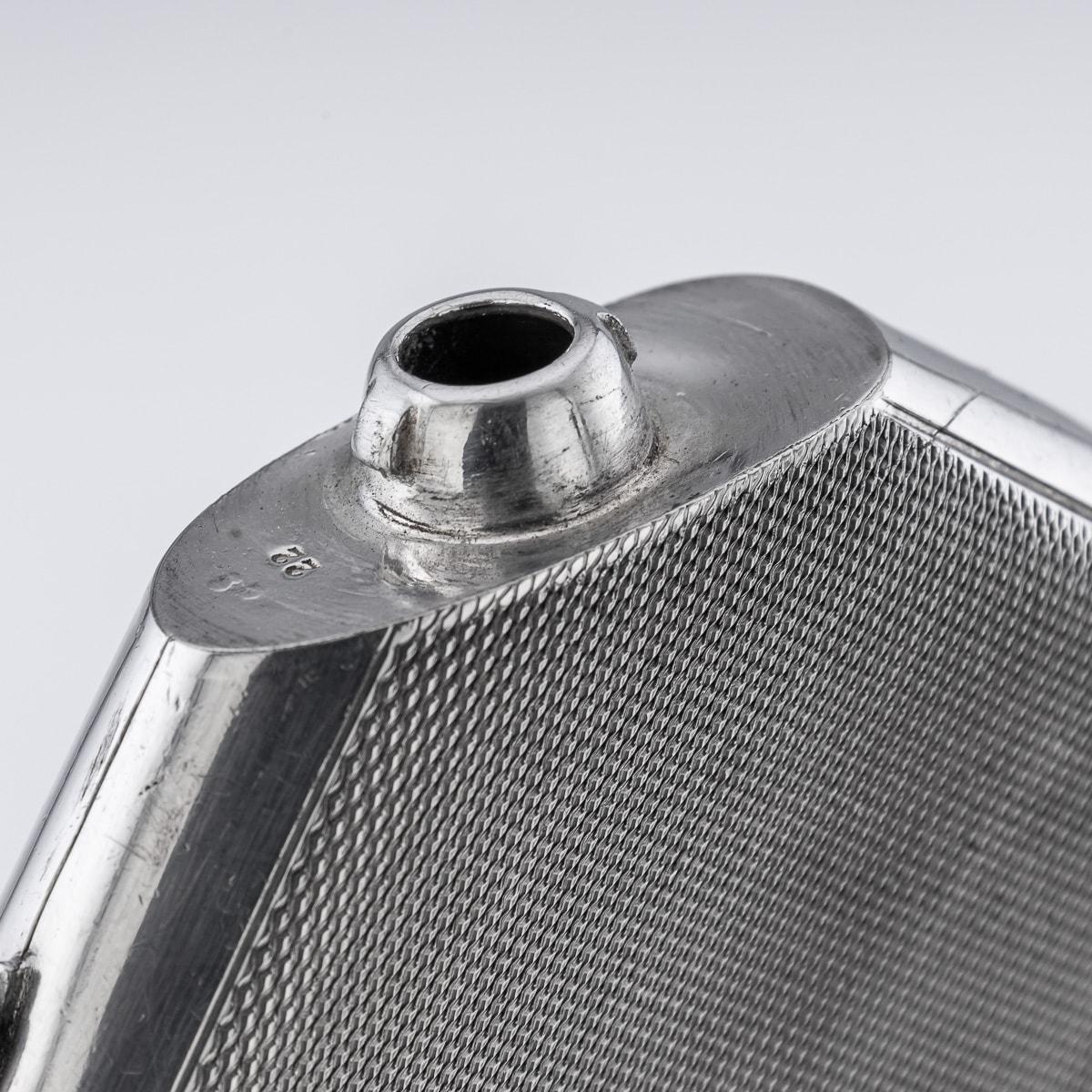 British Dunhill 20th Century Silver Plated Cigarette Case Shaped Hip Flask c.1920 For Sale