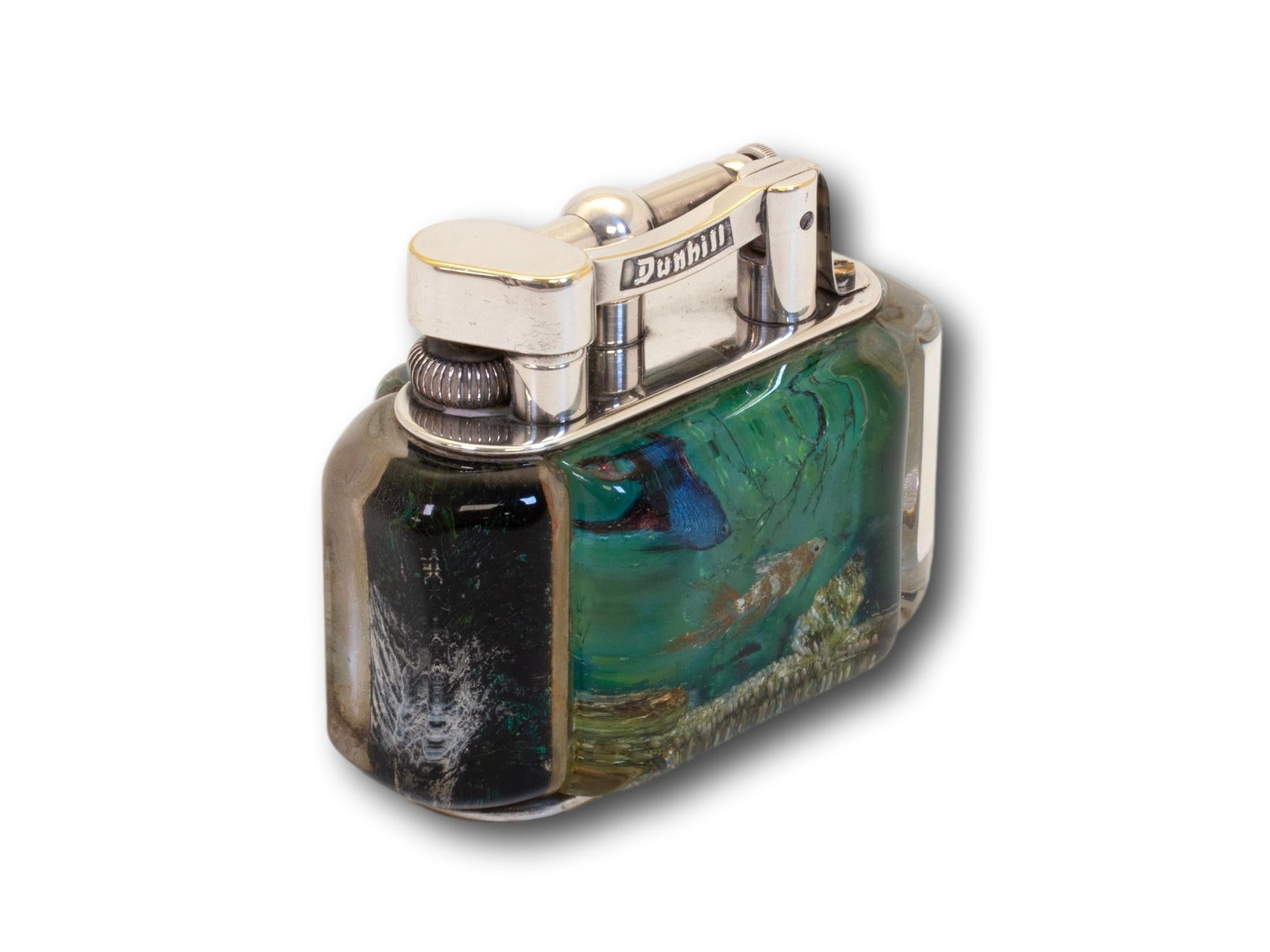 Hand-Carved Dunhill Aquarium Half-Giant Table Lighter For Sale