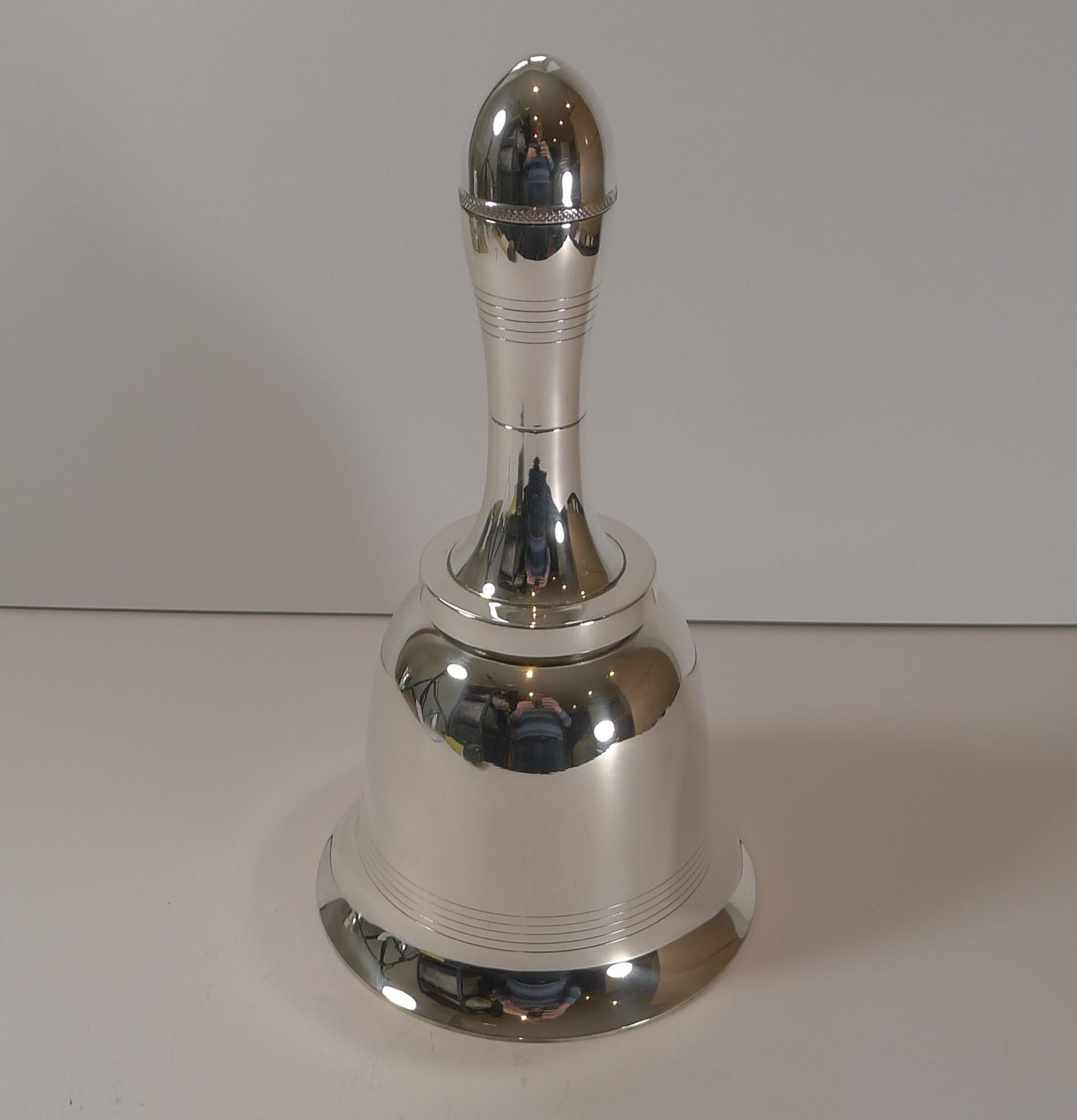Dunhill Art Deco Bell Shaped Cocktail Shaker, Reg. 1937 In Good Condition In Bath, GB