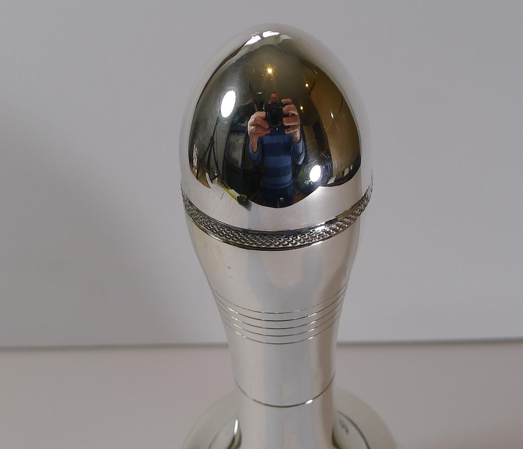 Mid-20th Century Dunhill Art Deco Bell Shaped Cocktail Shaker, Reg. 1937