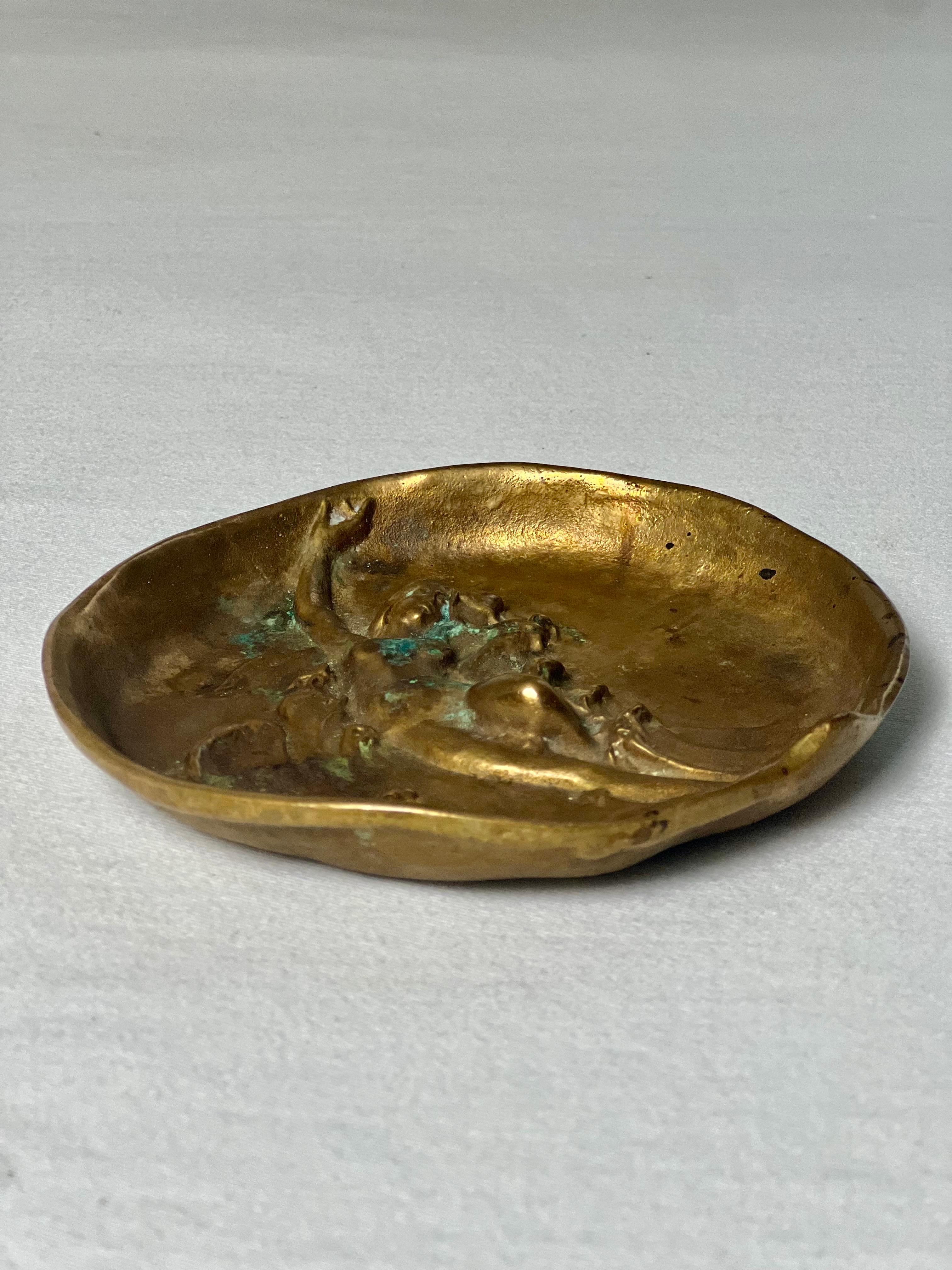 Dunhill Art Nouveau Patinated Bronze Dish Vide Poche Ashtrays For Sale 1