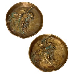 Dunhill Art Nouveau Patinated Bronze Dish Vide Poche Ashtrays