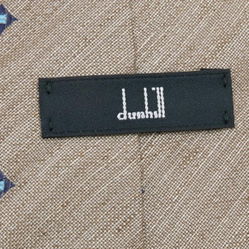Dunhill Beige Diamond Patterned Silk & Linen Tie In Excellent Condition For Sale In Dubai, Al Qouz 2