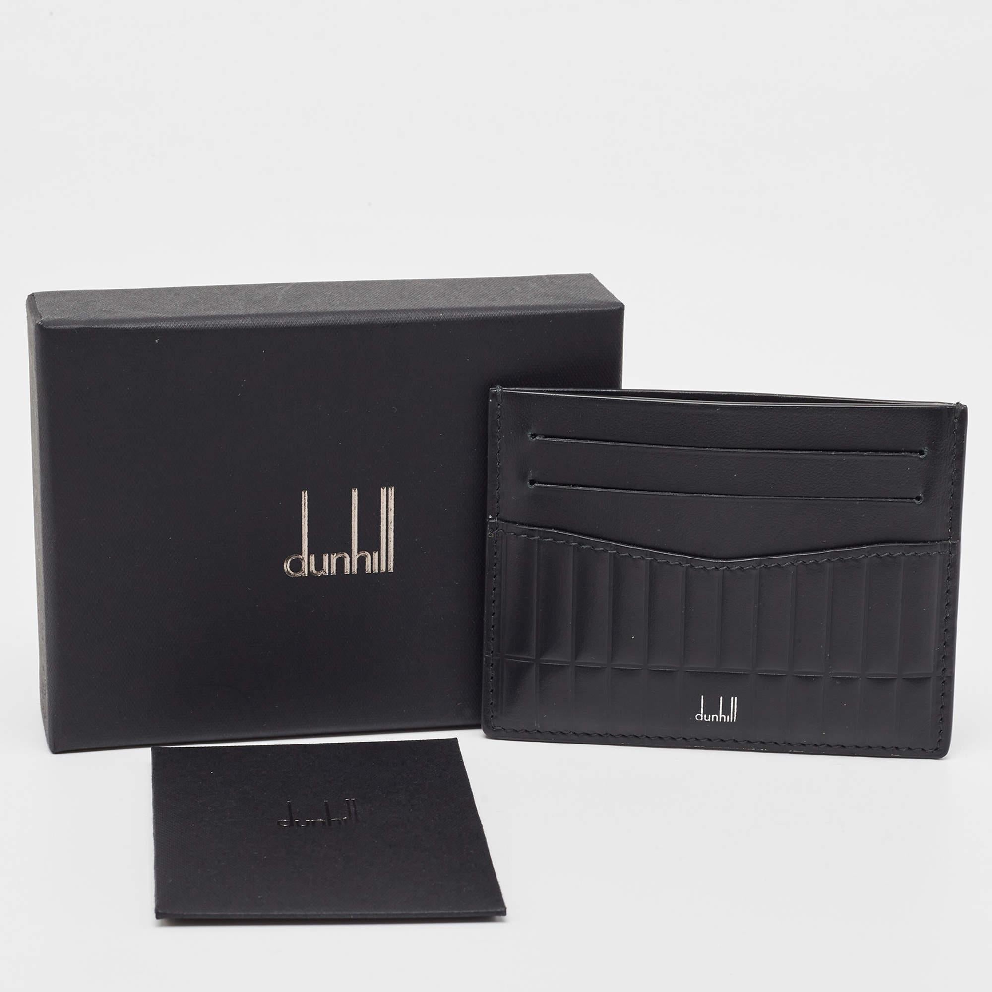 Dunhill Rollagas-Kartenhalter aus schwarzem geprägtem Leder mit Prägung im Angebot 6