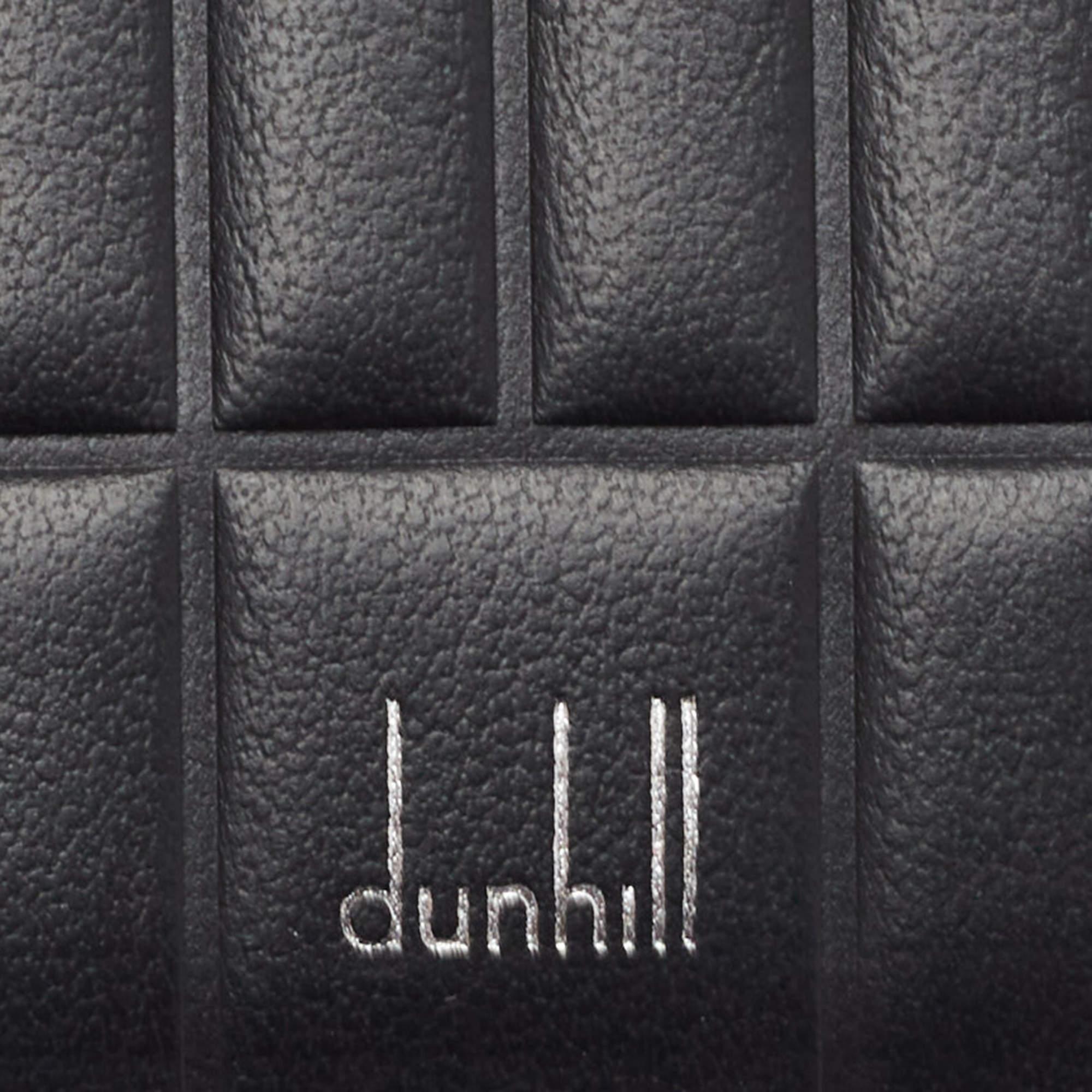 Dunhill Rollagas-Kartenhalter aus schwarzem geprägtem Leder mit Prägung im Angebot 1