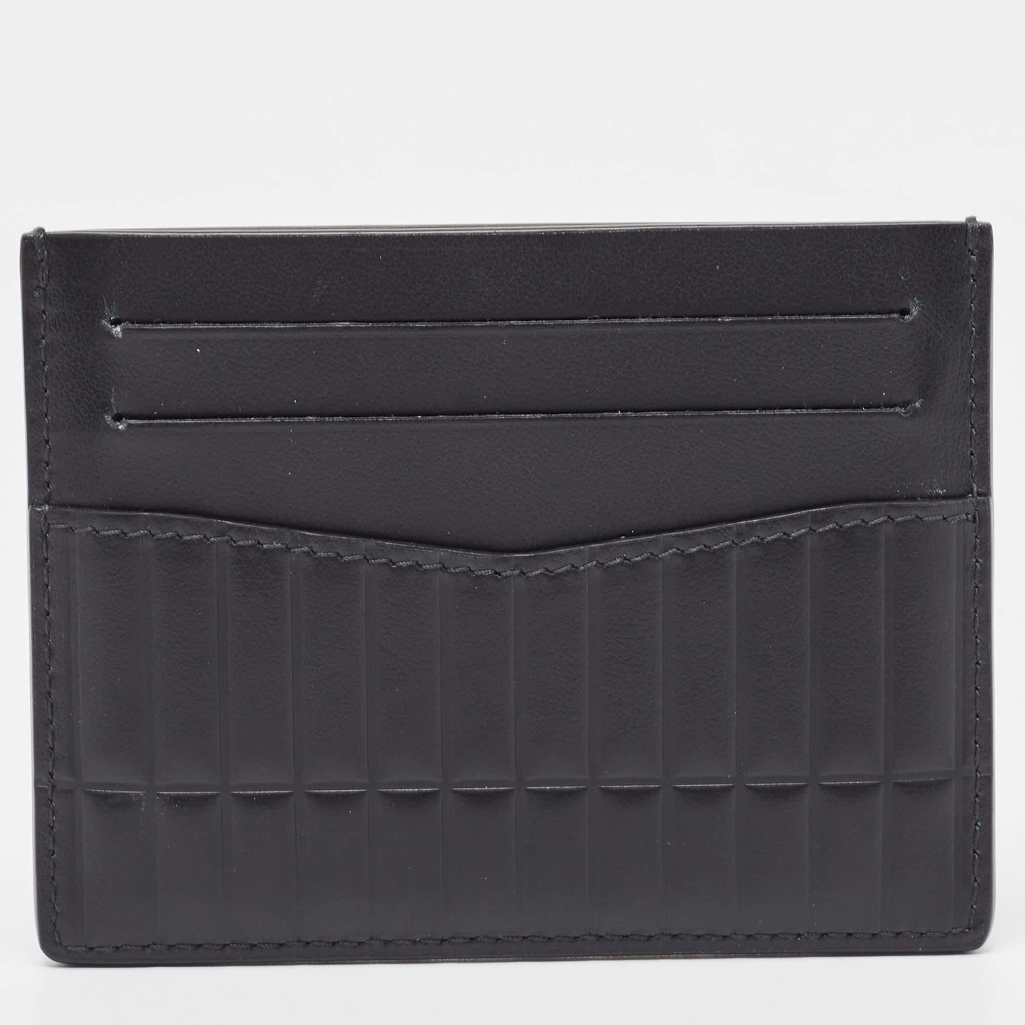 Dunhill Rollagas-Kartenhalter aus schwarzem geprägtem Leder mit Prägung im Angebot 4
