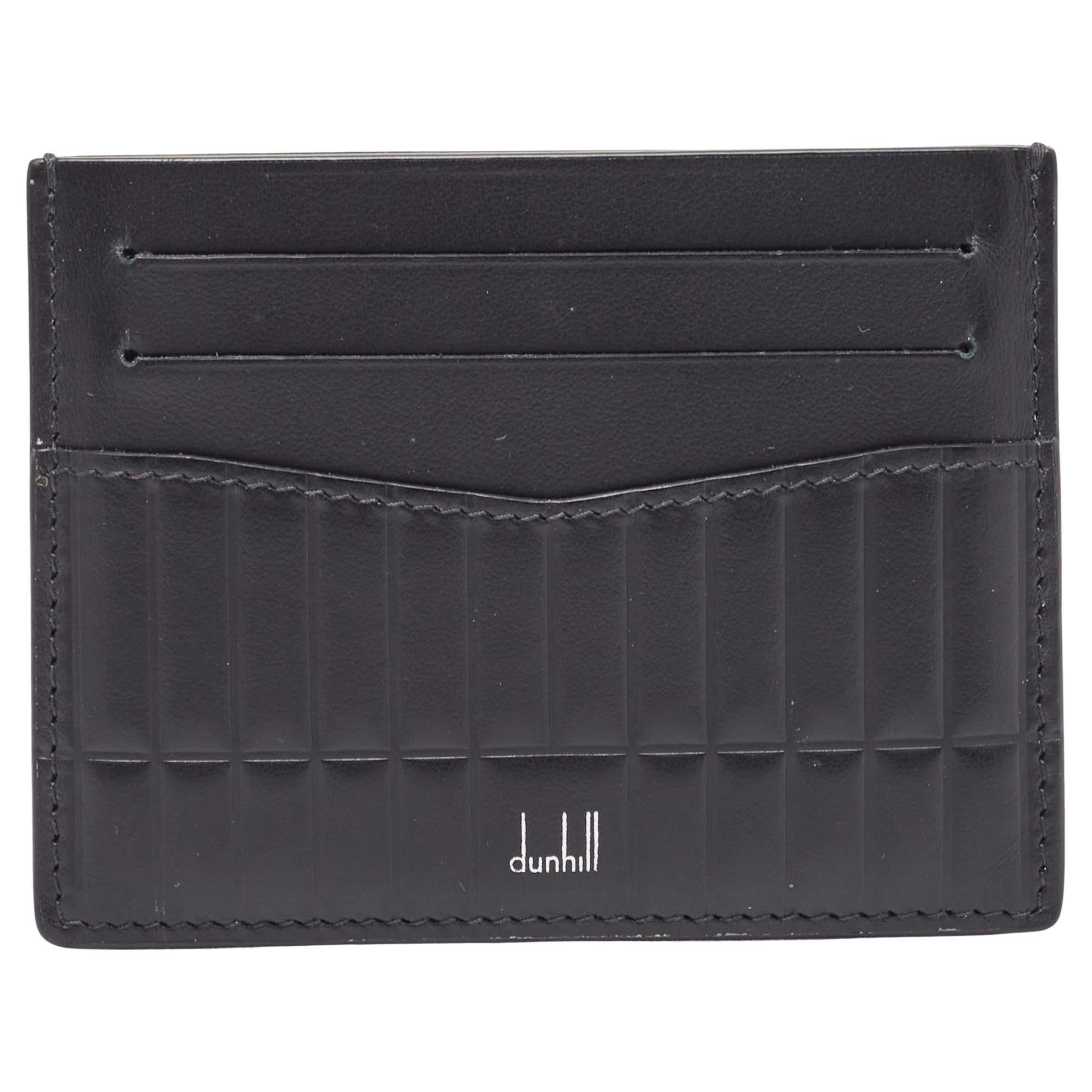 Dunhill Black Debossed Leather Rollagas Card Holder For Sale