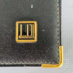 DUNHILL Black Gold Leather Credit Card Holder Bifold Wallet