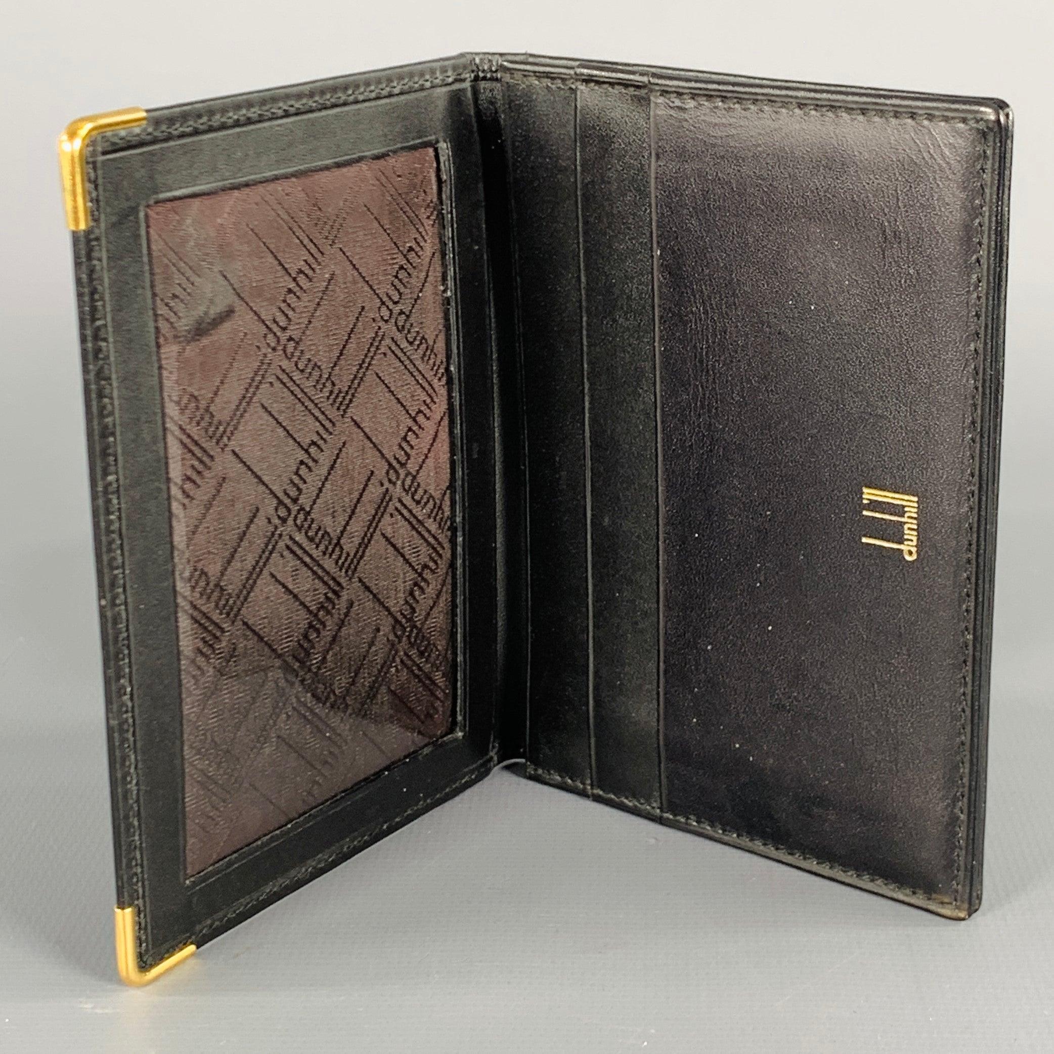 DUNHILL Black Gold Leather Credit Card Holder Bifold Wallet In Excellent Condition For Sale In San Francisco, CA