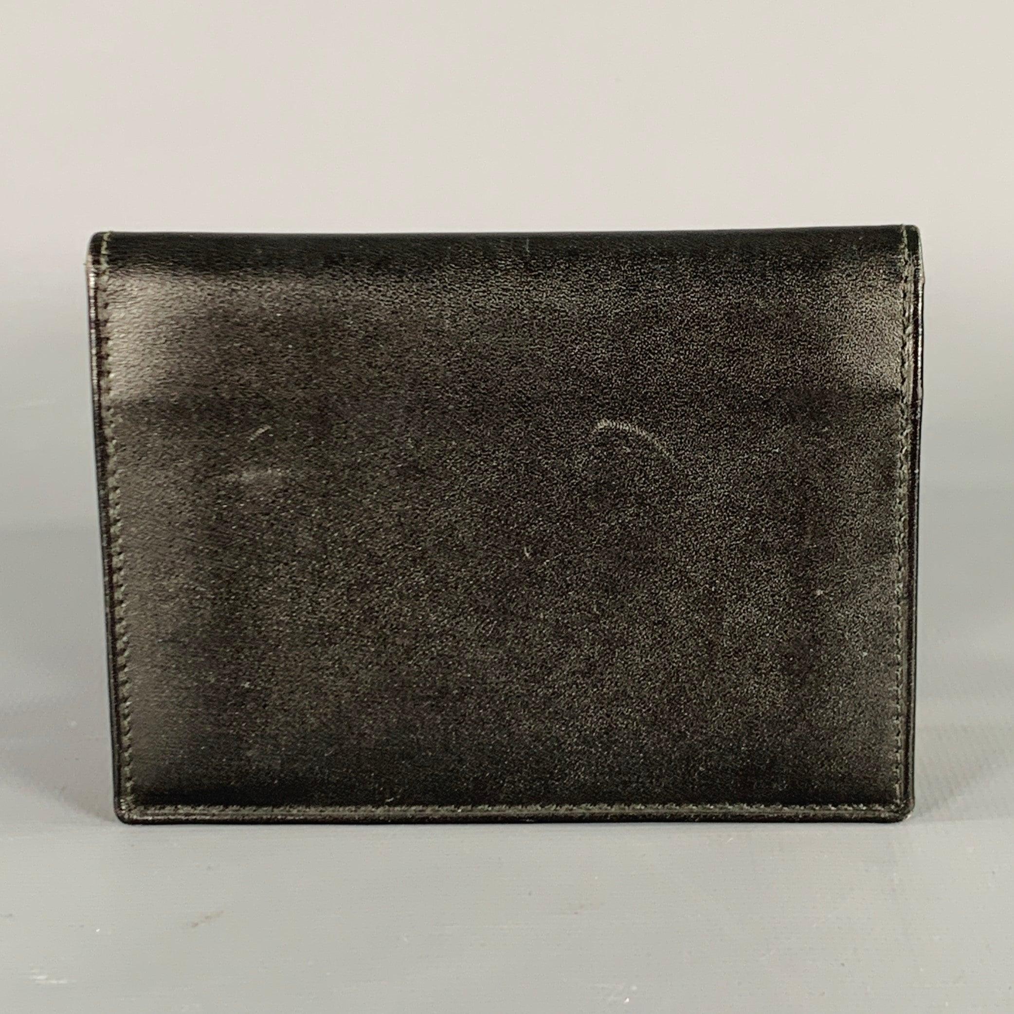 Men's DUNHILL Black Gold Leather Credit Card Holder Bifold Wallet For Sale