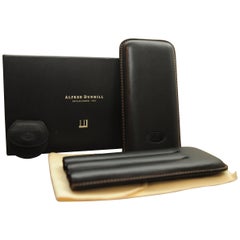 Dunhill Black Leather 3 Cigar Holder with Original Box & Original Dunhill Cutter