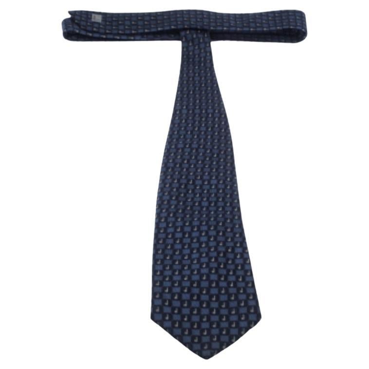 Dunhill Blue Logo Jacquard Silk Tie en venta