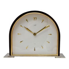 Dunhill Tischuhr mit Kuppel aus Messing und Holz, ca. 1940er Jahre