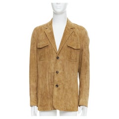 DUNHILL braun echtes Wildleder Lammfell Leder Utility Blazer Jacke M