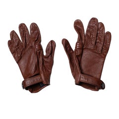 Dunhill, Brown leather biker gloves