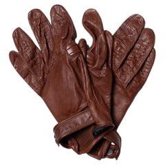 Dunhill, Brown leather biker gloves