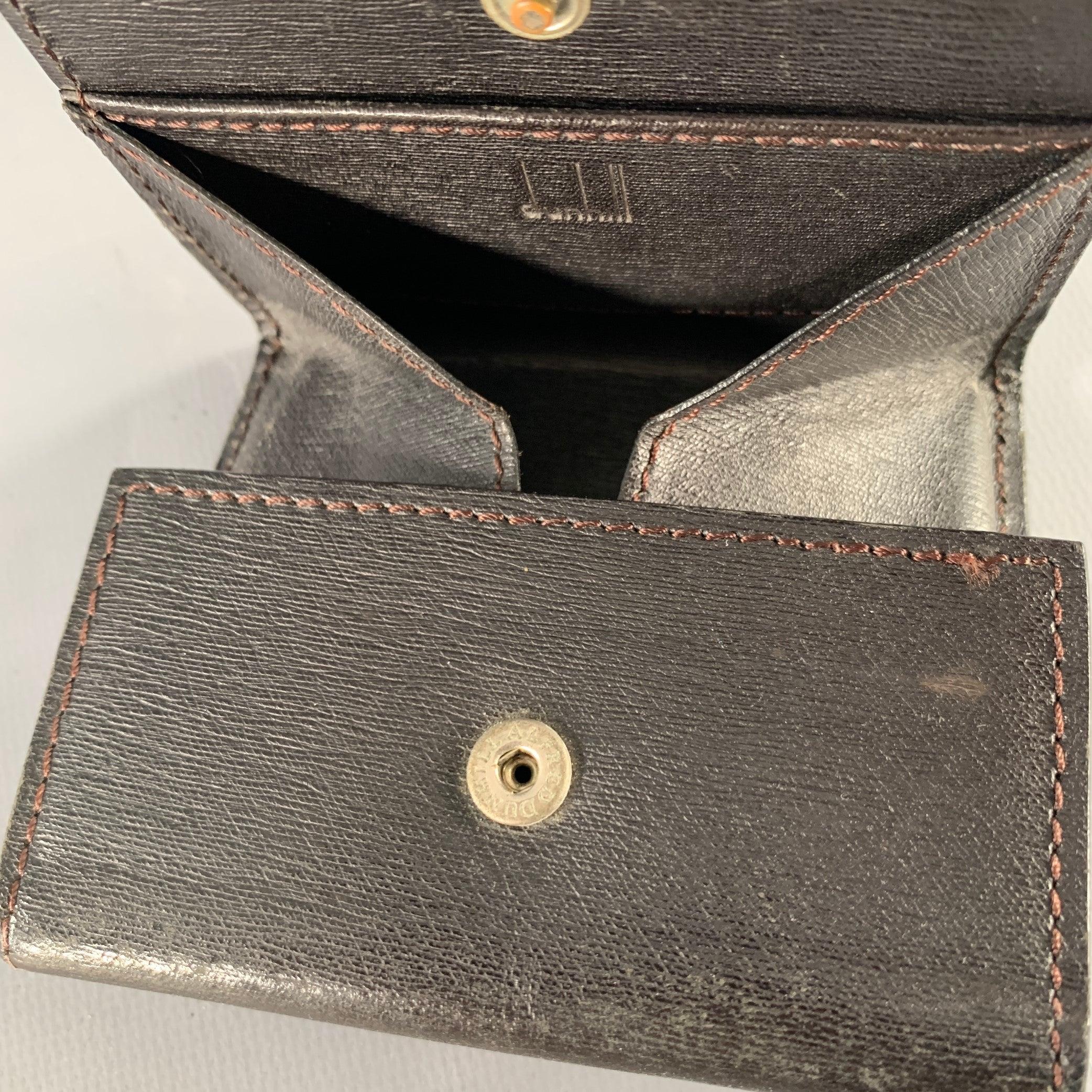 Black DUNHILL Brown Silver Textured Leather Wallet For Sale