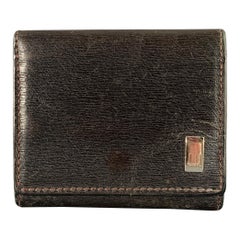 DUNHILL Cartera de Piel Marrón Plateada Texturizada