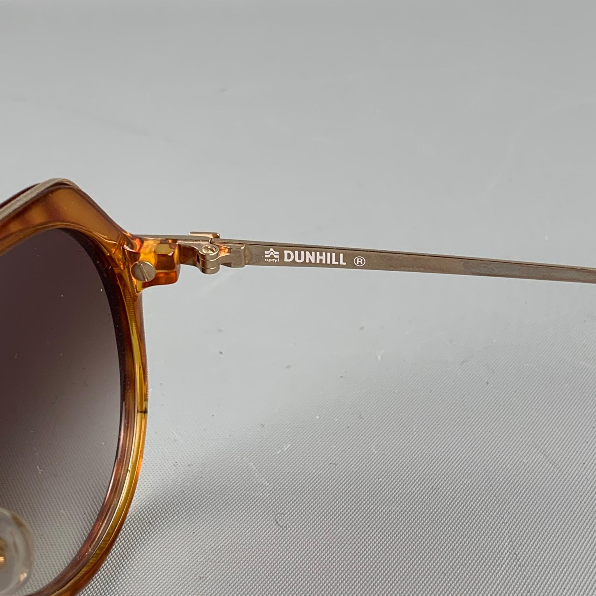 DUNHILL Brown Tortoise Acetate & Metal Drop Sunglasses In Good Condition In San Francisco, CA