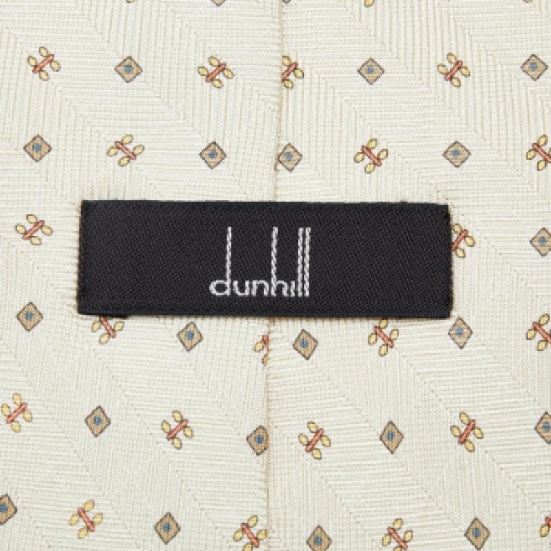 Beige Dunhill Buttercream Floral Motif Silk Tie For Sale