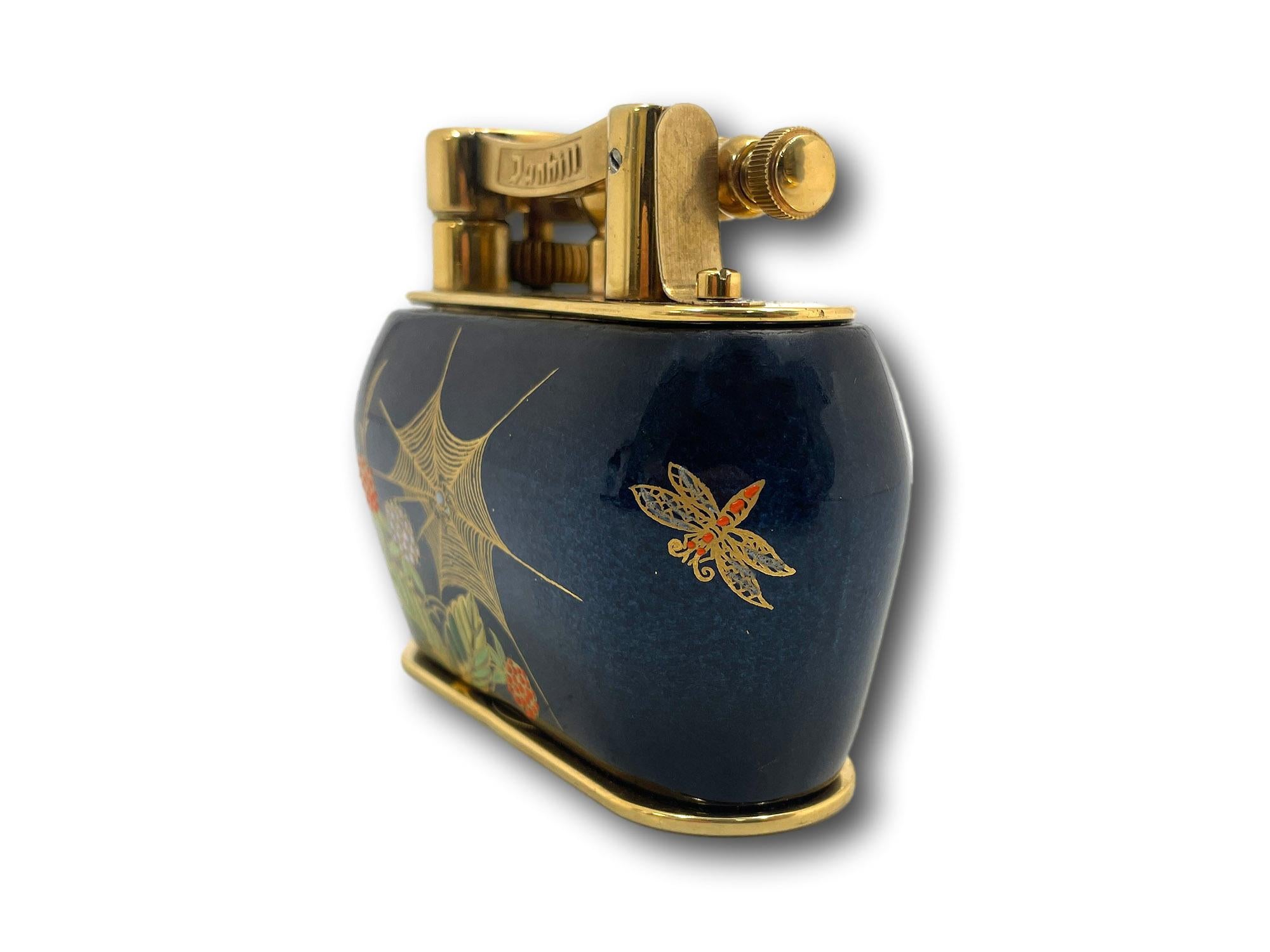 Hand-Painted Dunhill Carlton Ware Spider Web Table Lighter For Sale
