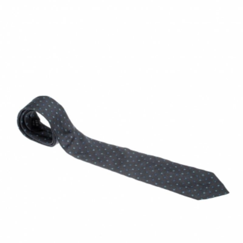 Uomo Cravatta Dunhill in seta jacquard grigio antracite con motivo quadrato in vendita