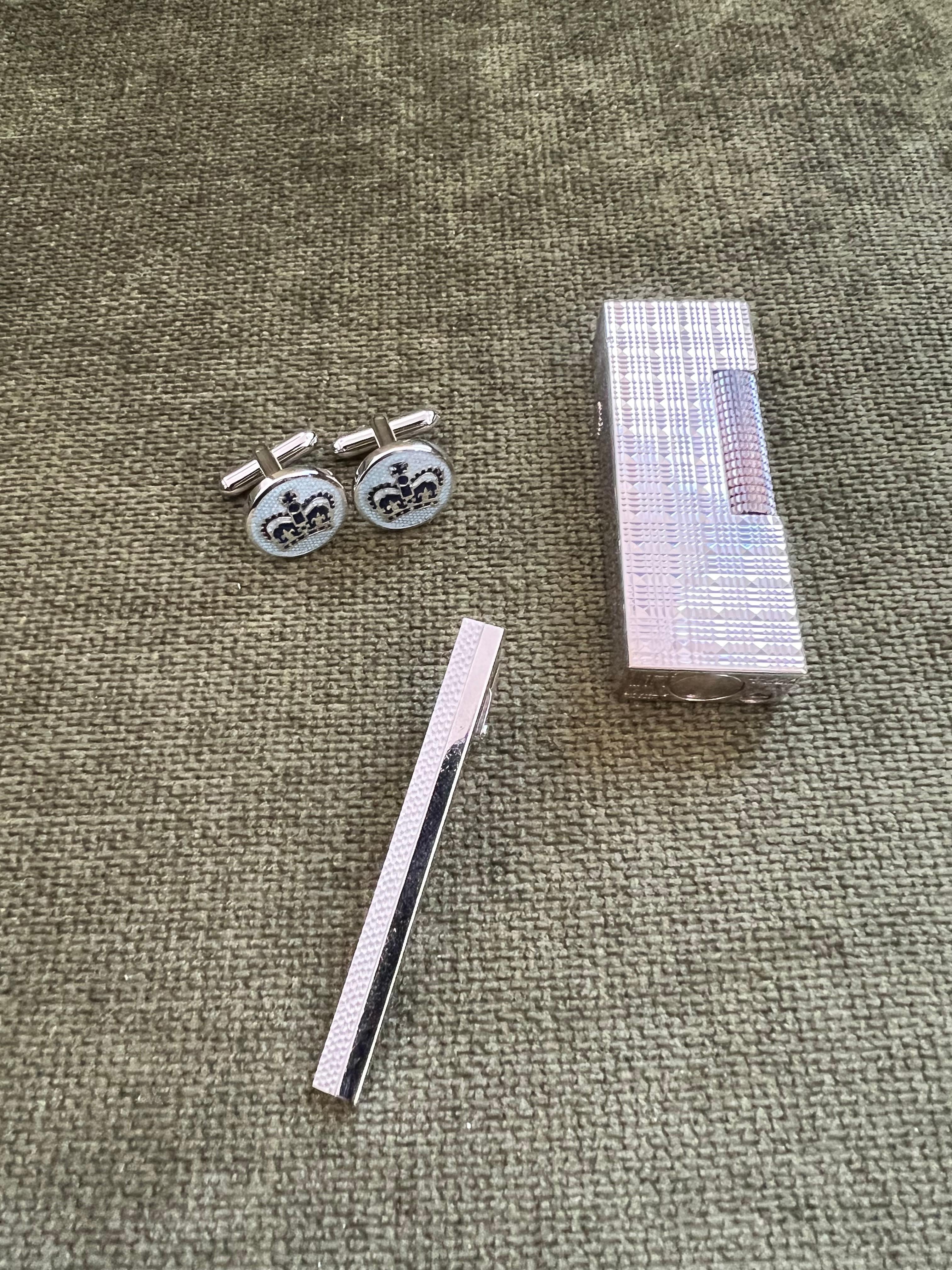 Dunhill Cigarette Case & Lighter, Katharine Hamnett Tie Clip & Cufflinks Set For Sale 2