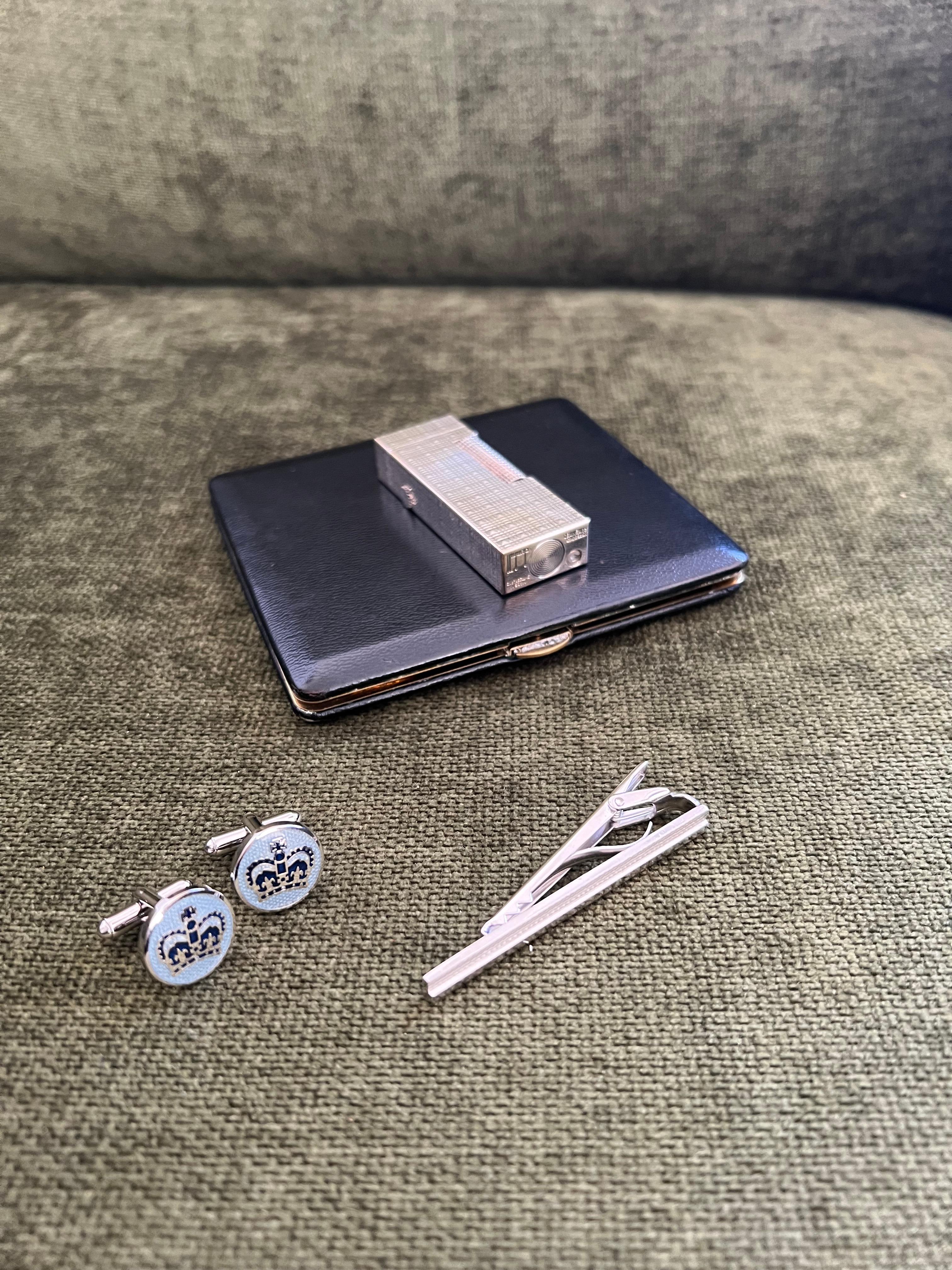 Dunhill Cigarette Case & Lighter, Katharine Hamnett Tie Clip & Cufflinks Set For Sale 3
