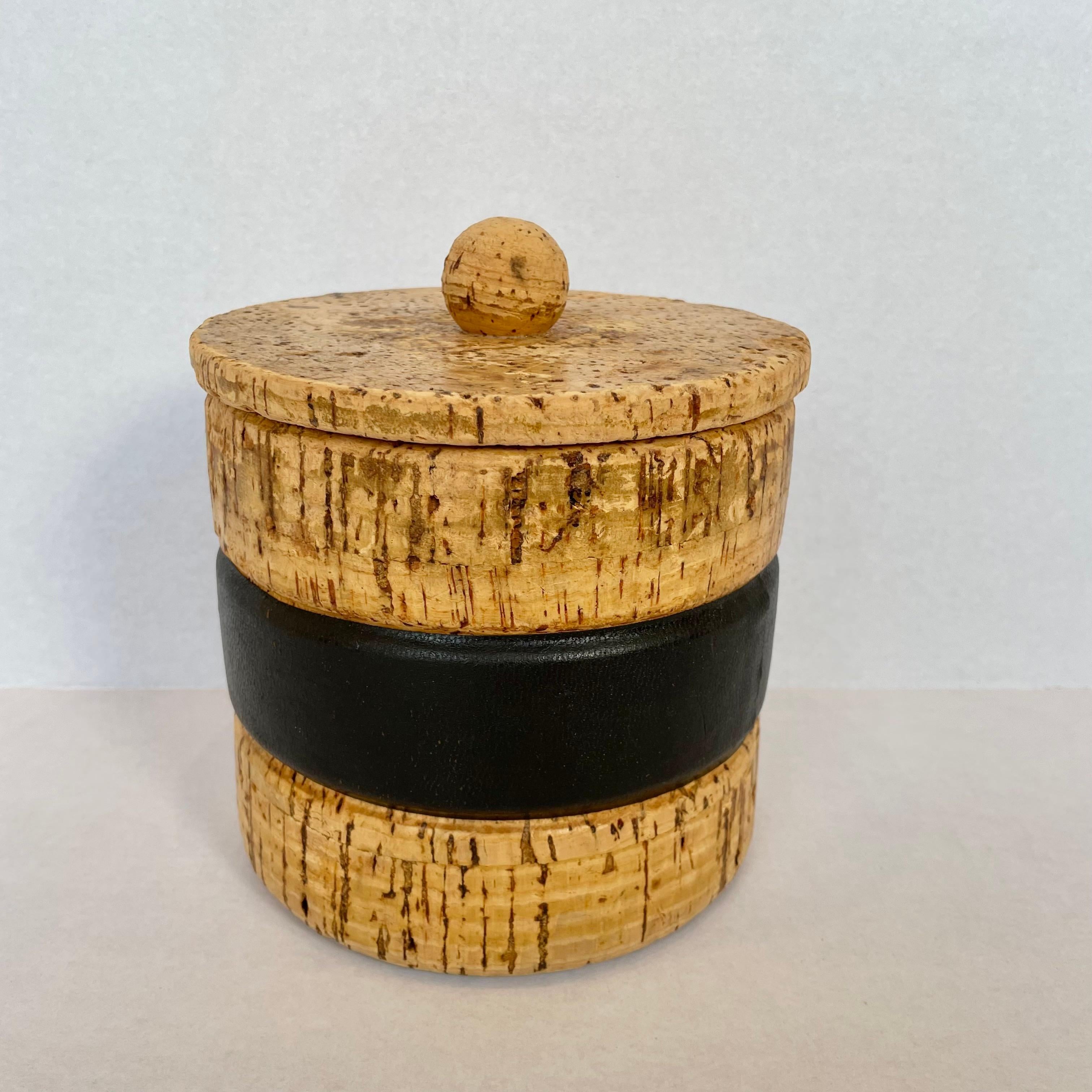 English Dunhill Cork and Leather Tobacco Jar For Sale