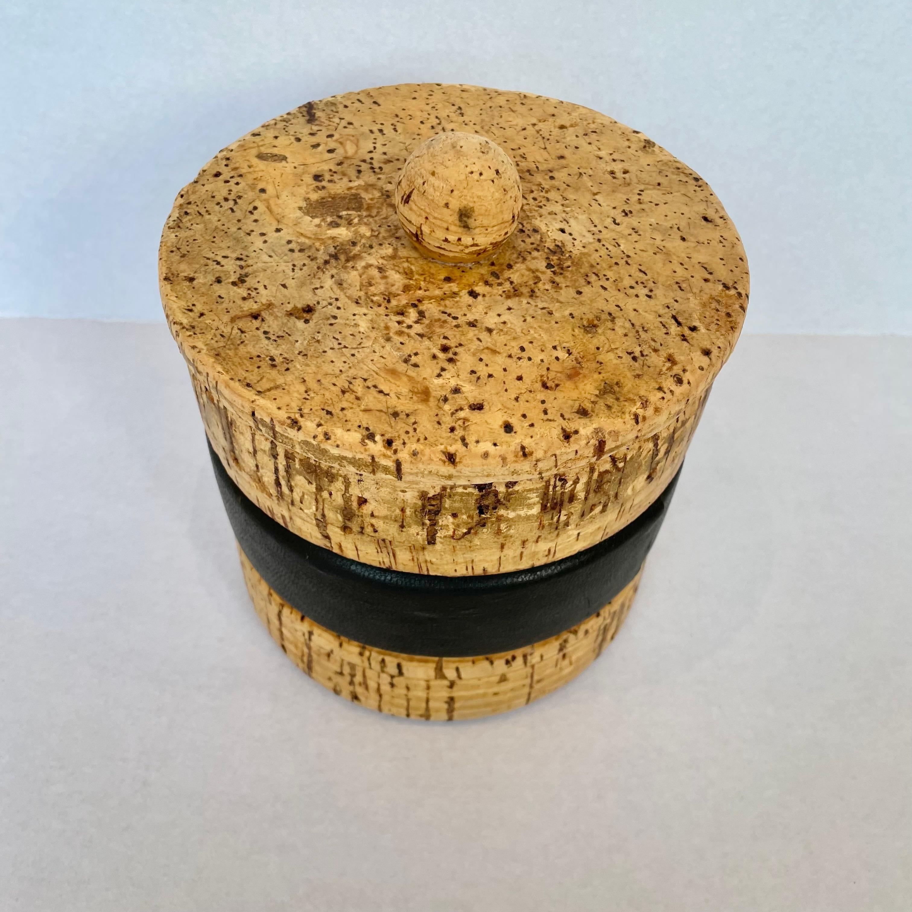 Dunhill Cork and Leather Tobacco Jar In Good Condition For Sale In Los Angeles, CA