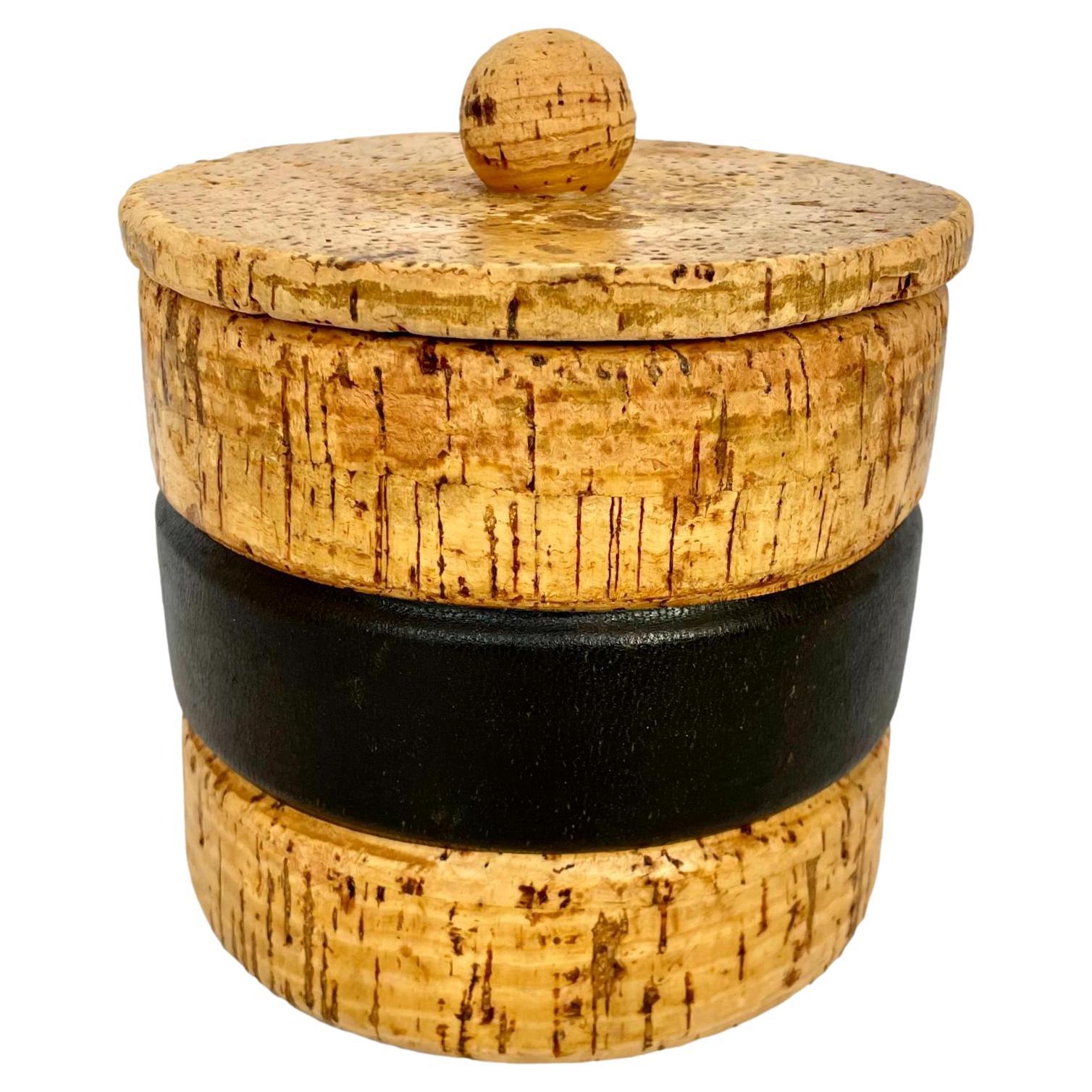 Dunhill Cork and Leather Tobacco Jar For Sale
