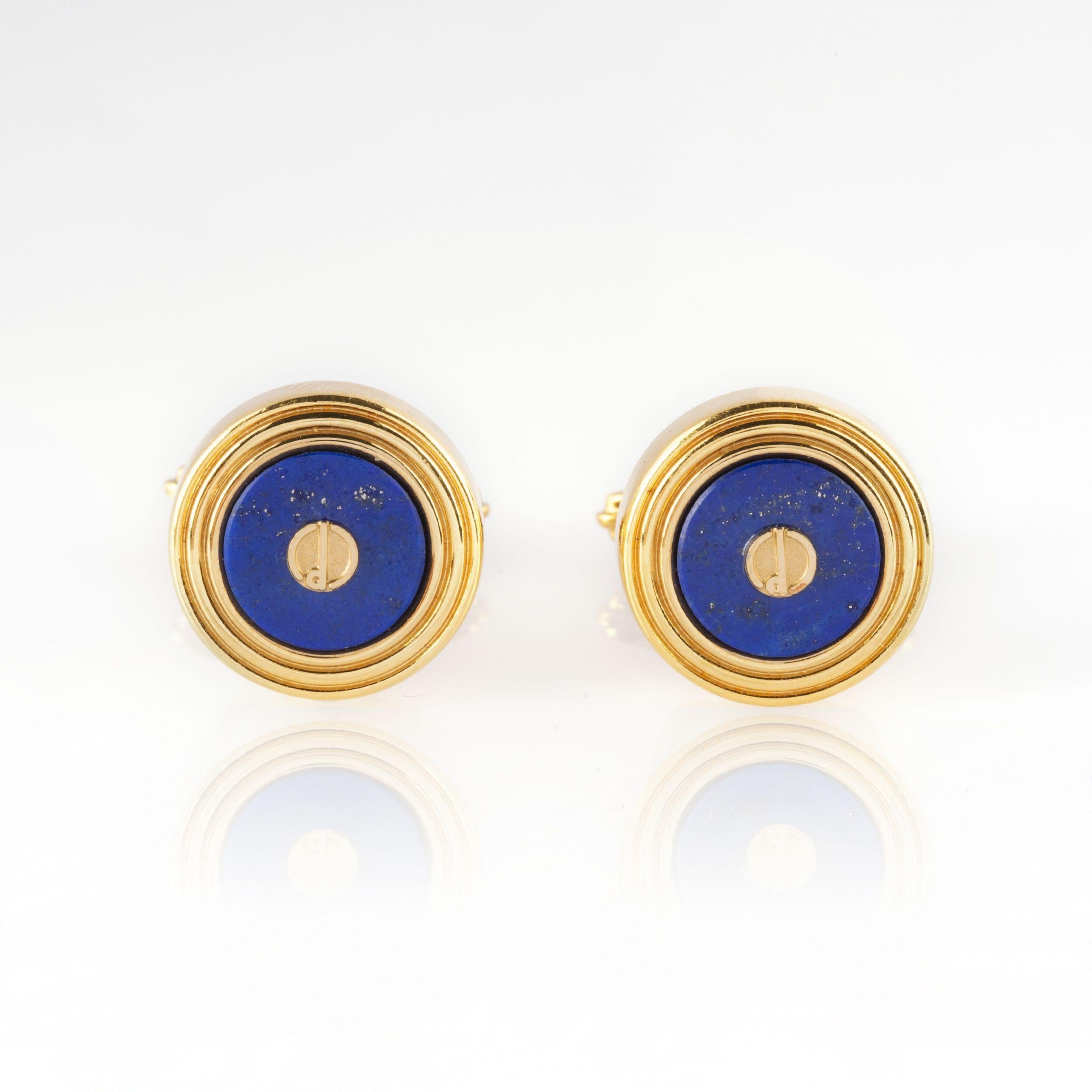 Classical and chic Dunhill cufflinks, gold plated and Lapis lazuli. You can choose either a circle, gold tone written 