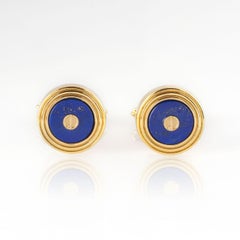 Dunhill Boutons de manchette plaqué or lapis-lazuli