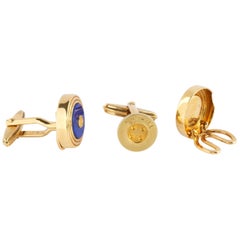 Dunhill Cufflinks Gold Plated Lapis lazuli