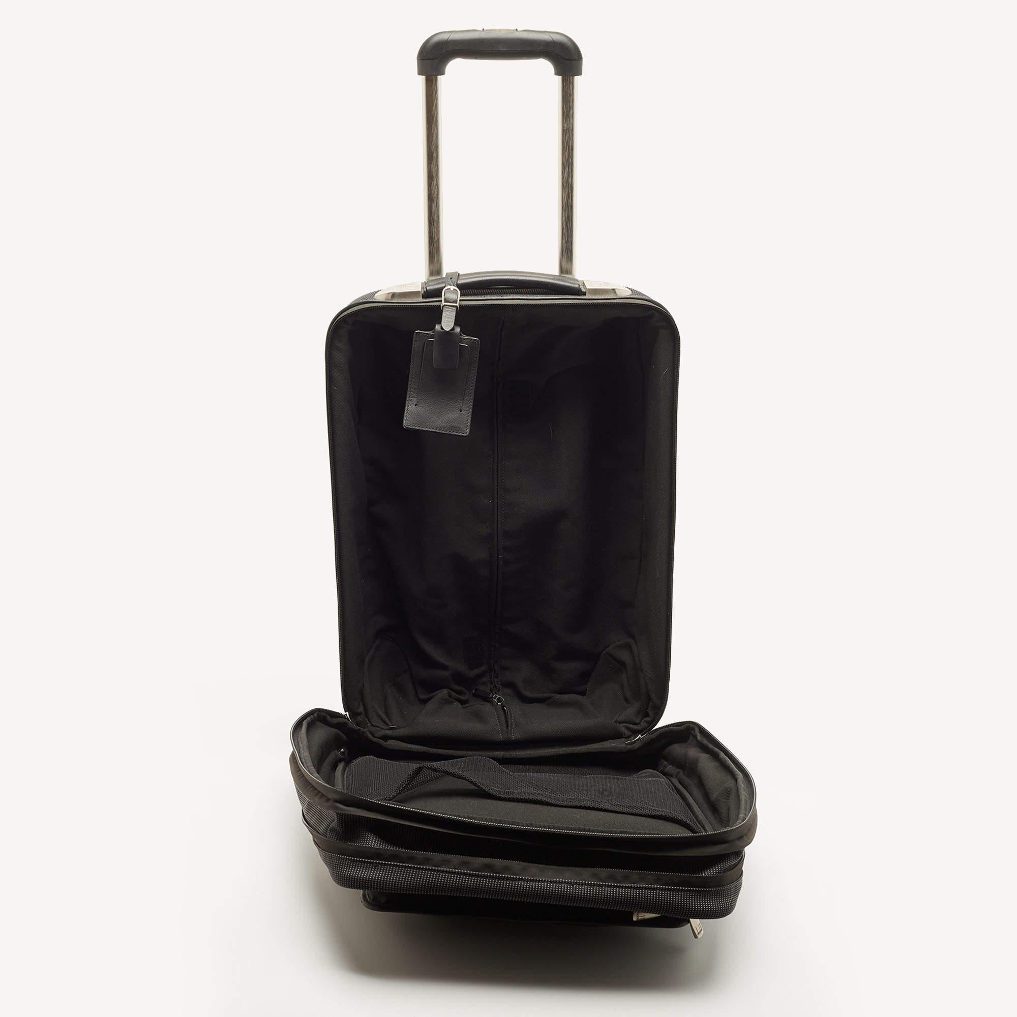 Black Dunhill Dark Grey Canvas 2 Wheeled Cabin Luggage