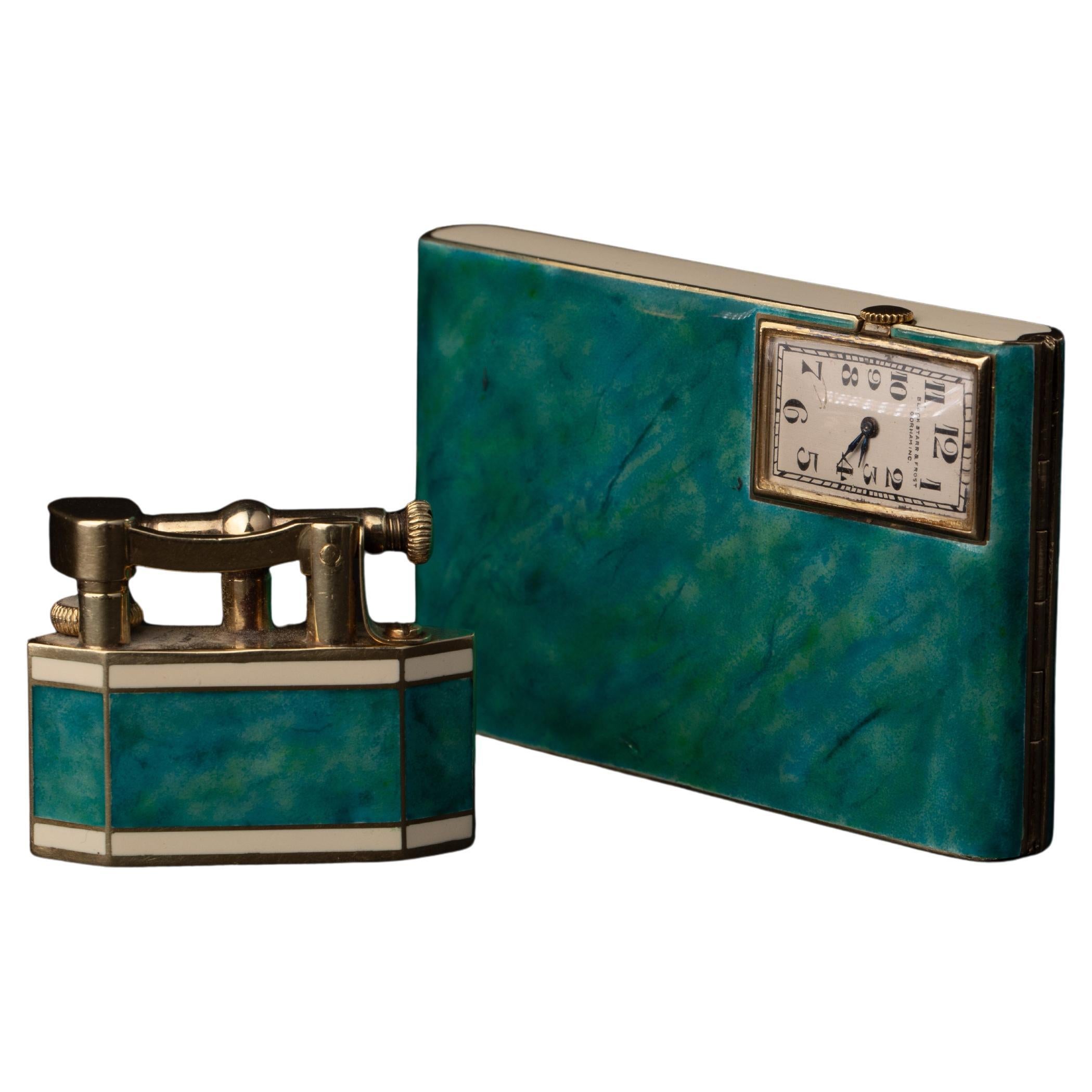 Dunhill pour Gorham  Vanité en émail Art Déco, Circa 1920 en vente