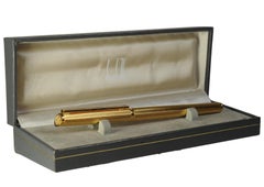 Dunhill Gemline 14k Gold Plated Boxed Fountain Pen With Engine Turned Decoration