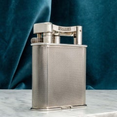 Dunhill 'Giant' Lighter with Engine Turned Silver Plated Finish, Circa 1948.