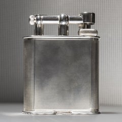 Dunhill 'Giant' Lighter with Silver Plated Engine Turned Finish, circa 1948
