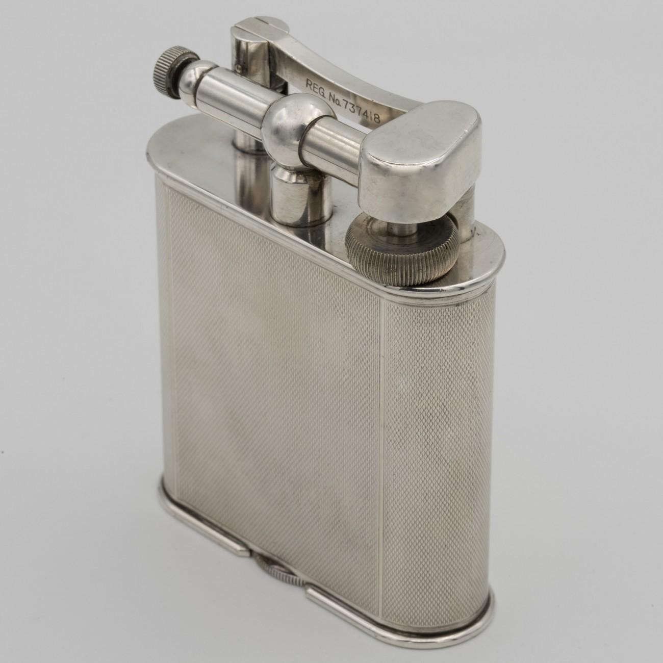 Mid-20th Century Dunhill 'Giant' Lighter with Silver Plated Engine Turned Finish, circa 1948