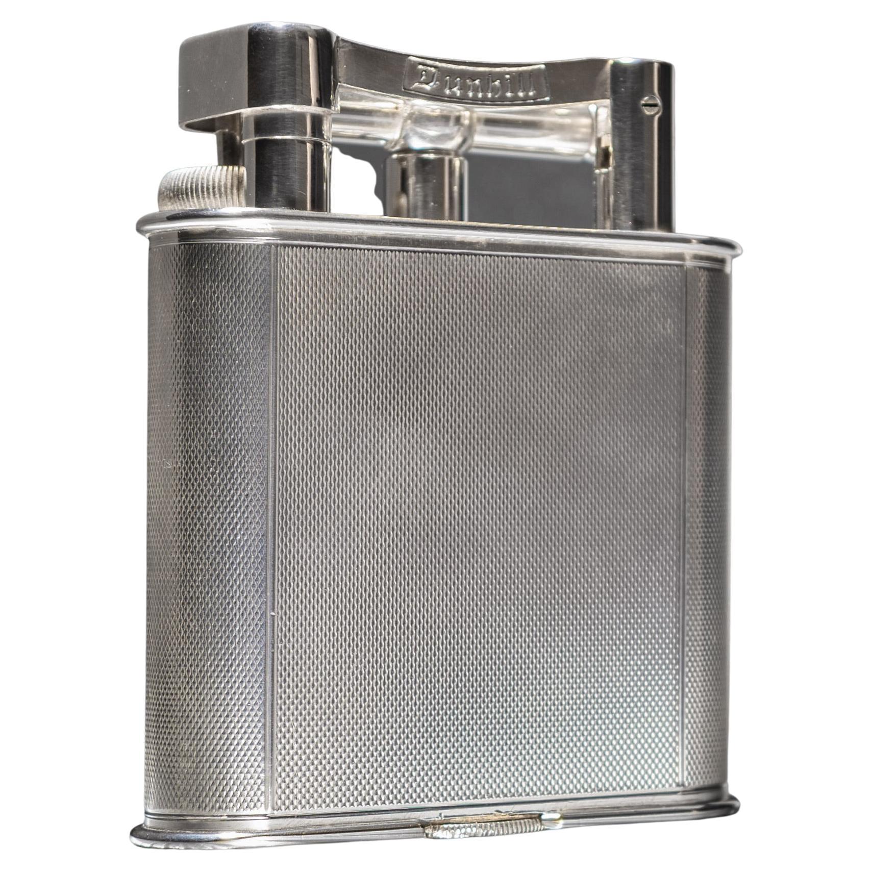 Dunhill 'Giant' Lighter with Silver Plated Engine Turned Finish, circa 1948