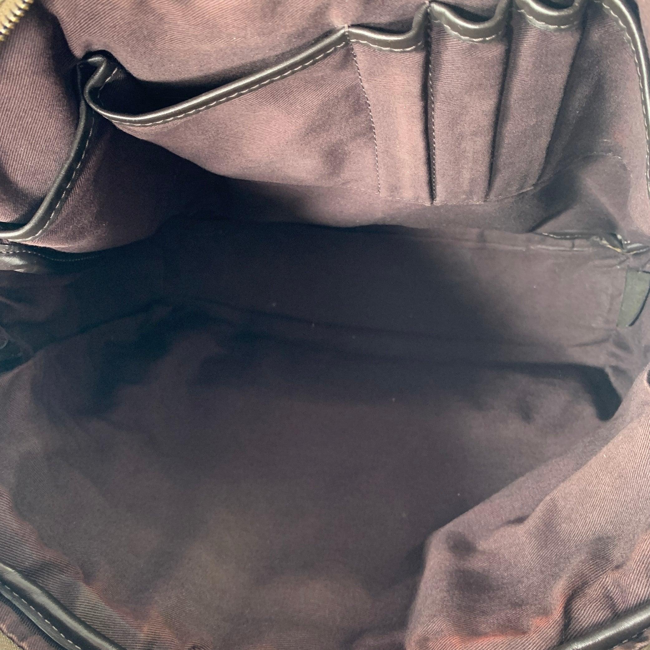 DUNHILL Green Brown Mixed Materials Leather Canvas Messenger Bag For Sale 2