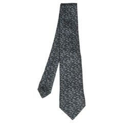 Dunhill Grey 
Black Abstract Print Silk Tie