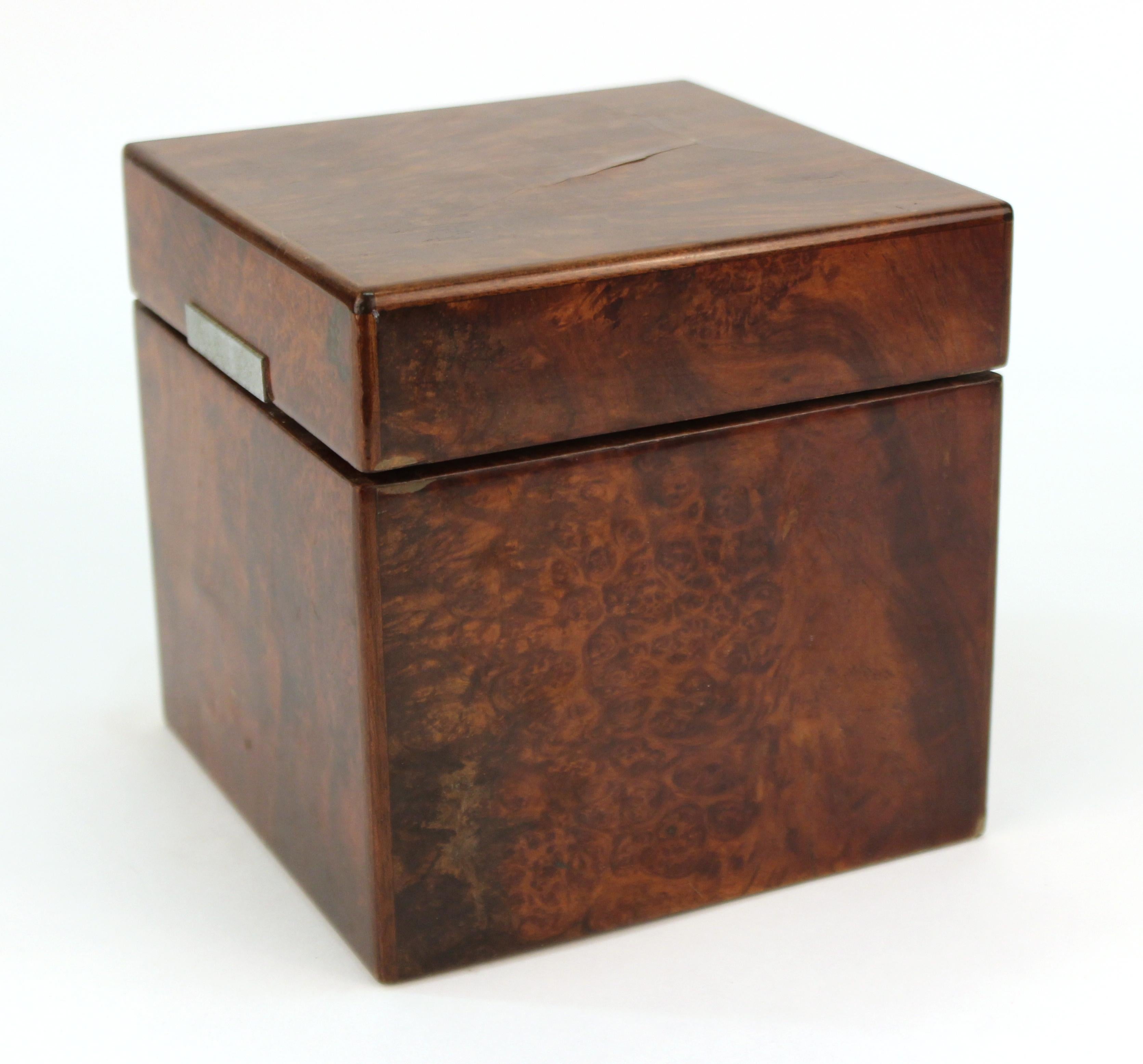 Modern Dunhill Humidor in Wood and Milk Glass
