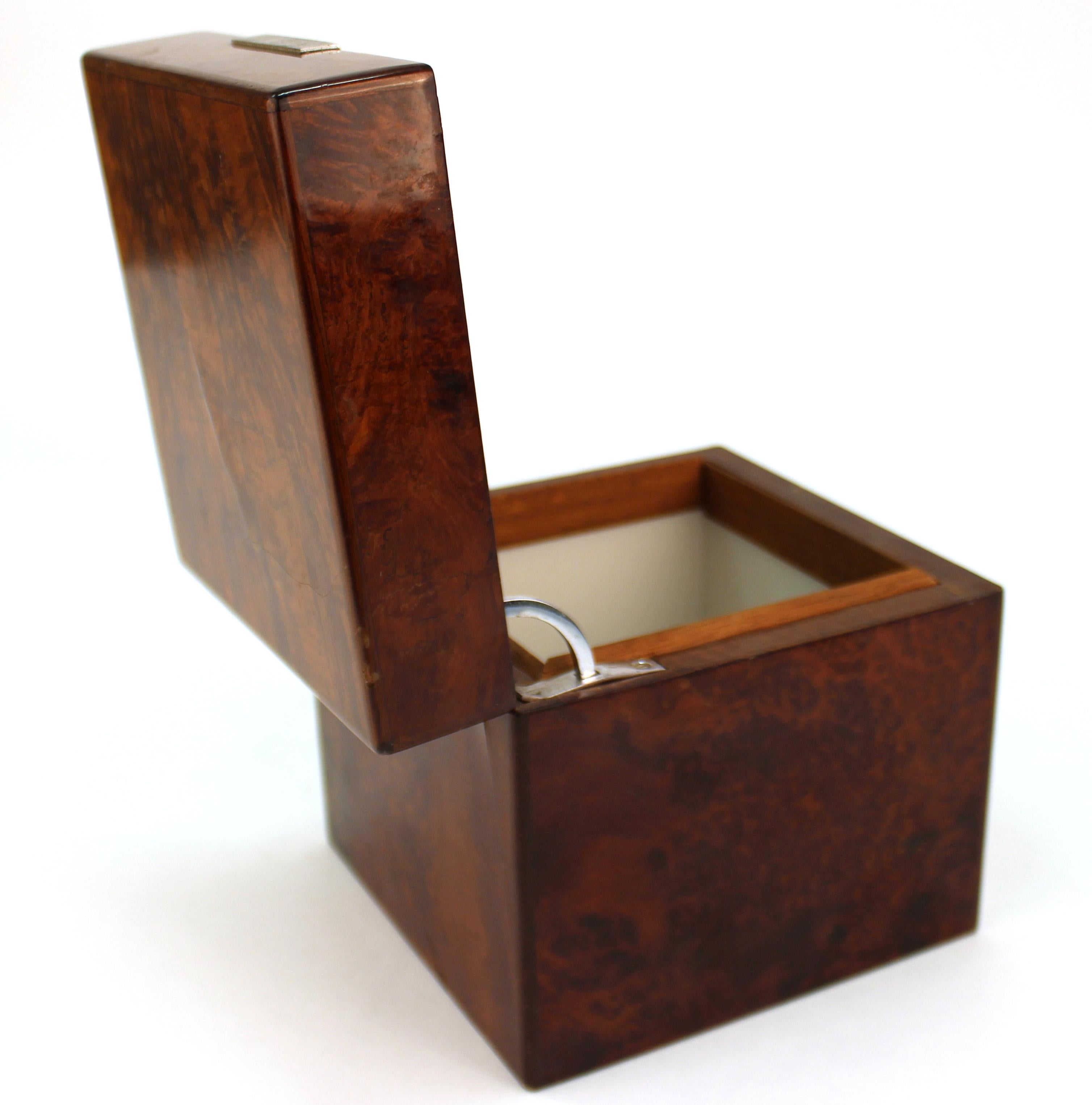 Metal Dunhill Humidor in Wood and Milk Glass